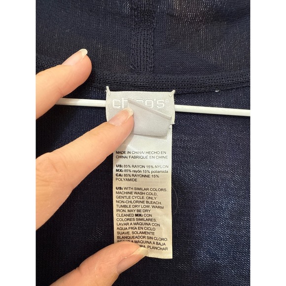 Chico's Travelers Blue Abstract Sweater Cardigan Multi-Color Size 1  US M - Picture 4 of 7